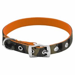 Dog Collar, Reversible Camo/Orange, 3/4 x 16 to 20-In.