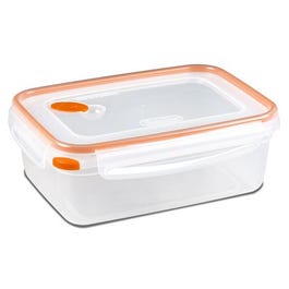 Ultra-Seal Food Container, Rectangle, Clear/Tangerine, 8.3-Cups