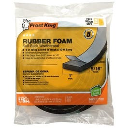 Rubber Foam Weatherseal Tape, 1W x 5/16-In. T x 10-Ft.