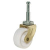 Wheel Caster, White With Brass Finish, Wood Stem, 1-5/8-In., 2-Pk.