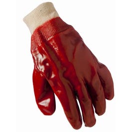 Work Gloves, PVC-Coated, Jersey Lining, Red, Men's Large