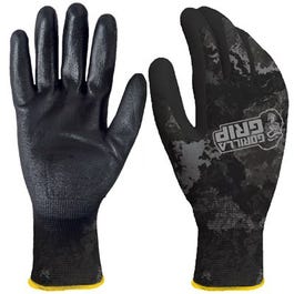 Work Gloves, Tac-Black, Polymer Coating, Men's Large