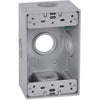 Weatherproof 1-Gang Rectangular Outlet Box, Gray, Five 3/4-In. Holes