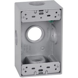 Weatherproof 1-Gang Rectangular Outlet Box, Gray, Five 3/4-In. Holes