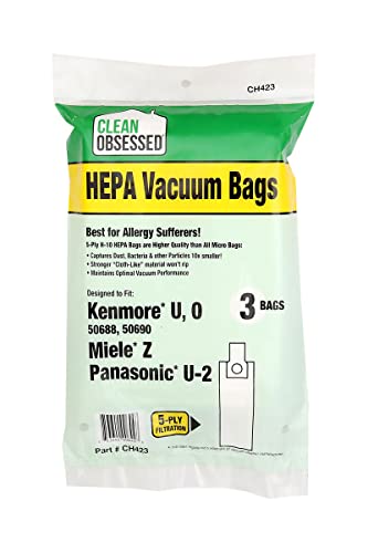 Clean Obsessed Kenmore & Panasonic Vacuum Cleaner Bags Type U, O & U-2 HEPA