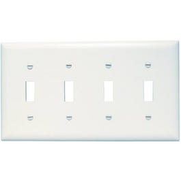 Wall Plate, 4-Toggle Opening, Urea, White