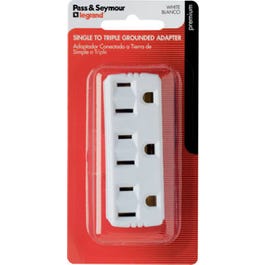 Triple Grounding Adapter, NEMA 5-15R, White, 15-Amp, 125-Volt