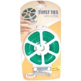 Twist Tie Dispenser With Cutter, 100-Ft.