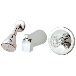 Tub & Shower Faucet + Showerhead, Acrylic Handle, Chrome