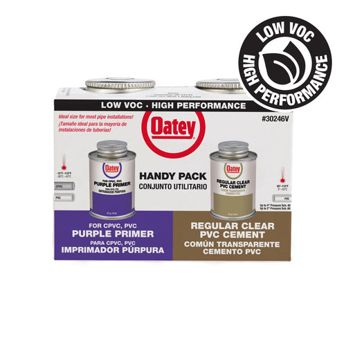 Oatey® PVC Regular Bodied Fast Set Clear Cement and Purple Primer Handy Pack (4 oz)