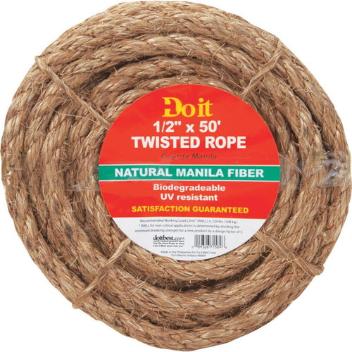 Do it 1/2 In. x 50 Ft. Natural Twisted Manila Fiber Packaged Rope