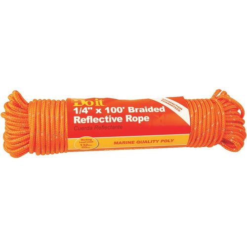 Do it 1/4 In. x 100 Ft. Orange Braided Reflective Polypropylene Packaged Rope