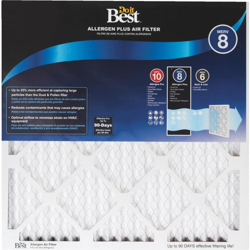 Do it Best 16 In. x 16 In. x 1 In. Allergen Plus MERV 8 Furnace Filter