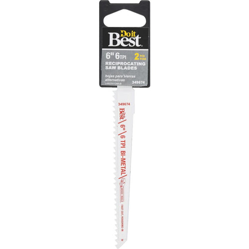 Do it Best Bi-Metal 6 In. 6 TPI Wood w/Nails Reciprocating Saw Blade (2-Pack)