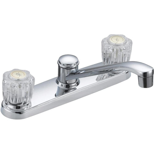 Home Impressions Dual Handle Double Acrylic Knob Kitchen Faucet, Chrome