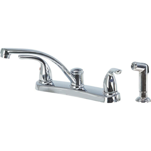 Home Impressions Dual Handle Metal Lever Kitchen Faucet with Side Spray, Chrome