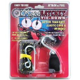 Rope Ratchet Tie Down, 1/8-In. With 6-Ft. Rope & Hook