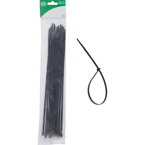 Smart Savers 12 In. x 0.19 In. Black Nylon Cable Tie (20-Pack)