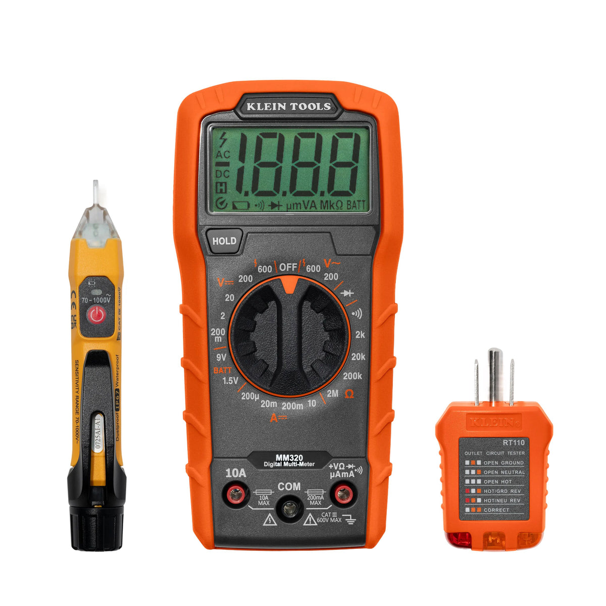 Klein Tools Test Kit with Multimeter Non-Contact Volt Tester Receptacle ...