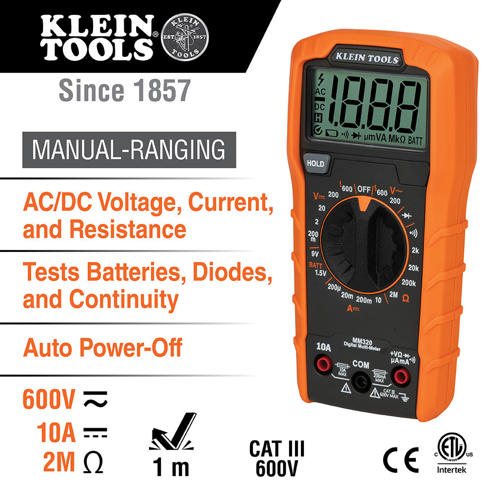 Klein Tools Test Kit with Multimeter Non-Contact Volt Tester Receptacle ...