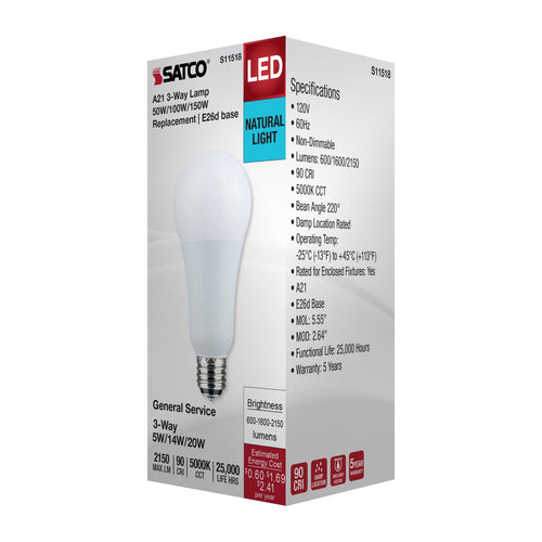 Satco S11518 5/14/20A21/3-WAY/LED/950