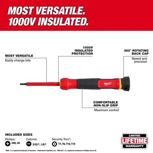Milwaukee 8-in-1 1000V Insulated Precision Multi-Bit Screwdriver