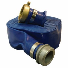 Lay Flat Discharge Hose, Blue PVC, 1.5-In. x 25-Ft.