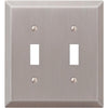 Amerelle 2-Gang Stamped Steel Toggle Switch Wall Plate, Brushed Nickel