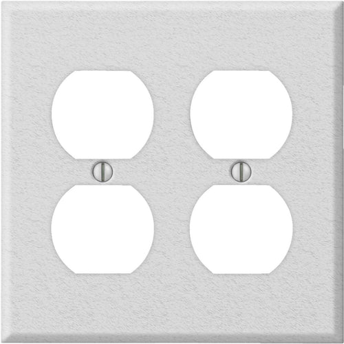 Amerelle PRO 2-Gang Stamped Steel Outlet Wall Plate, White Wrinkle
