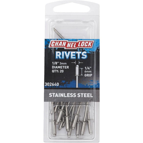 Channellock 1/8 In. Dia. x 1/4 In. Grip Stainless Steel Rivet (20-Pack)