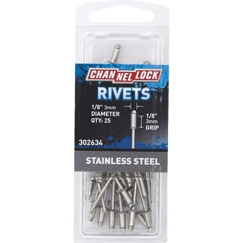 Channellock 1/8 In. Dia. x 1/8 In. Grip Stainless Steel Rivet (25-Pack)