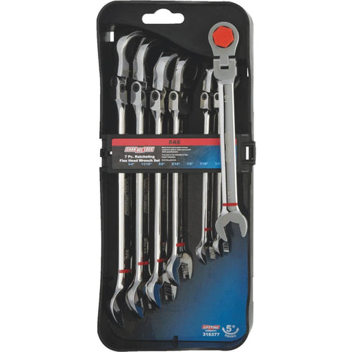 Channellock Standard 12-Point Flex Head Ratcheting Combination Wrench Set (7-Piece)