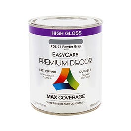 Premium Decor Pewter Gray Gloss Enamel Paint, Qt.