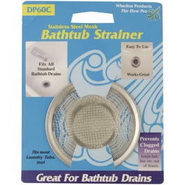 Mesh Bathtub Strainer with Chrome Ring for Bathtub Drain, Stainless Steel