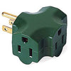 3-Outlet Adapter, Indoor, Green