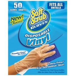 Disposable Vinyl Gloves, Latex & Powder Free, One Size, 50-Ct.