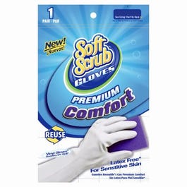 Premium Comfort Vinyl Gloves, Latex-Free, White With Flocked Cotton Lining, Large, Pr.