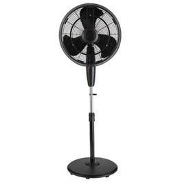 Oscillating Misting Fan, 3-Speed, Black Matte, 18-In.