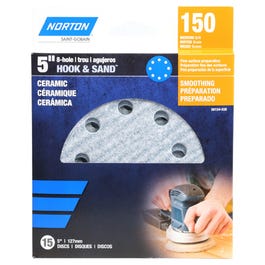 8-Hole Ceramic Sanding Discs, 150 Grit, 5-In., 15-Pk.