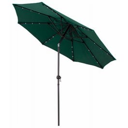 Market Umbrella With LED Lights, Hunter Green, 9-Ft.