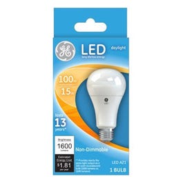 LED Light Bulb, Daylight, 1600 Lumens, Non-Dimmable, 15-Watts