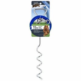 Dog Tie Out Stake & Cable, 15-Ft.