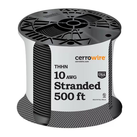 Marmon Home Improvement 500 ft. 10 Gauge Black Stranded Copper THHN Wire