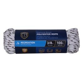 Polypropylene Rope, Diamond Braid, White/Gray, 3/8-In. x 100-Ft.