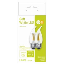 LED Light Bulbs, Soft White, Clear, 300 Lumens, 3.5-Watts, 2-Pk.