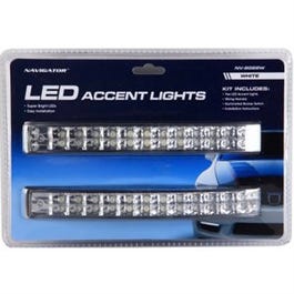 LED Daytime Running Accent Lights, Curved, White, 8 x 1 x 7/8-In., 2-Pk.