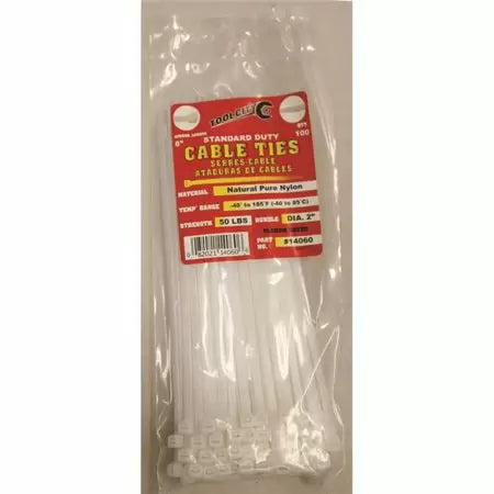 Tool City 8 in. L White Cable Tie 100 Pack