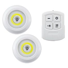 COB LED Wireless Puck Lights + Remote, Timer, 2-Pk.
