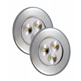 LED Utility Light, White, Tap-On/Off, Silver, 2-Pk.