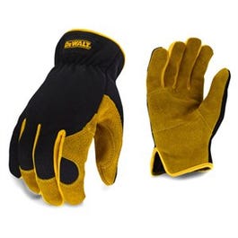 Performance Hybrid Work Gloves, Leather, Men's L